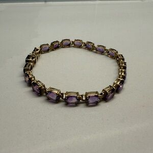 14K Yellow Gold and Amethyst Women's 7” Bracelet